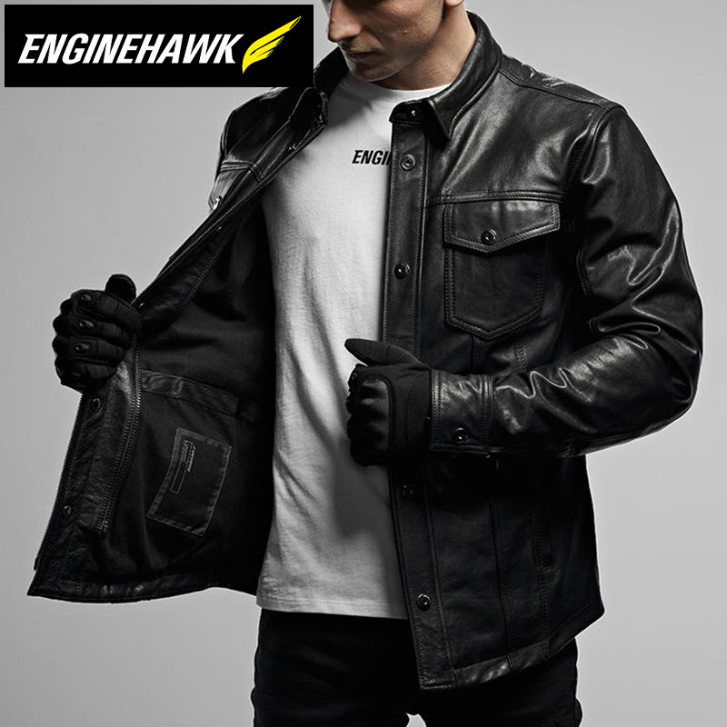 现货包邮英国ENGINEHAWK摩托车机车复古秋冬耐磨防摔保暖皮衣夹克