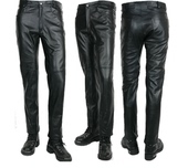 骑行长裤 新品 保暖皮裤 黑色牛皮哈雷印第安骑士冬季 韩国进口男士