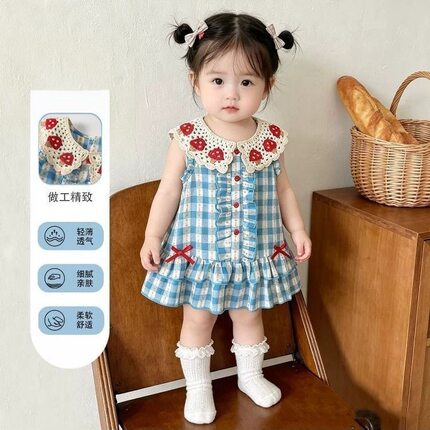 女童连衣裙夏装2026新款洋气儿童公主裙周岁宝宝礼服背心裙子夏季