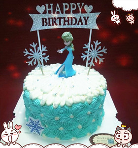 优惠冰雪生日蛋糕甜品台DIY造景装饰品闪粉雪花片插旗