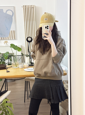 CHIA经典基础款万能搭冬季珍珠绒复合料保暖简洁连帽多色长袖卫衣