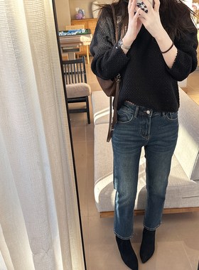 CHIA冬季抓绒保暖上身巨显瘦小烟管裤修饰腿型显高拉伸比例九分裤