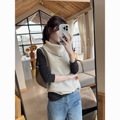 CHIA高智感穿搭知性巨抬气质大翻领羊驼绒羊毛简洁无袖 针织上衣