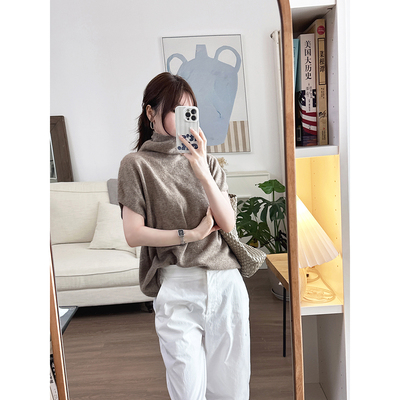 CHIA春季气质高智感小女人斗篷式无袖高领羊毛针织混纺针织