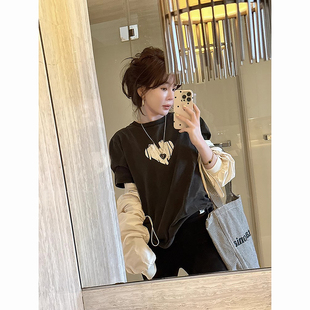 挺括面料圆领短袖 上衣 水洗感hen强 颓废家韩国T本期王炸老粉来