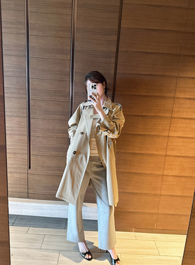 颓废家新疆长绒棉天丝莱赛尔成分控DA牌双排扣中长款经典卡其风衣