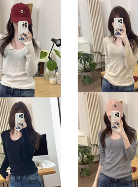 CHIA万年基础搭三季可穿正肩款大鸭蛋领锁骨绢丝羊毛软糯针织衫