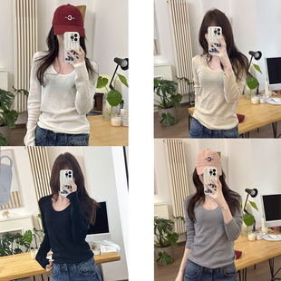 大鸭蛋领锁骨绢丝羊毛软糯针织衫 CHIA万年基础搭三季 可穿正肩款