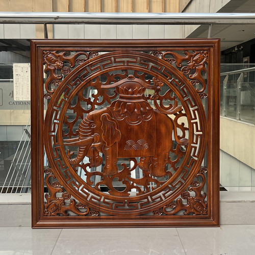 东阳木雕挂件香樟木大象