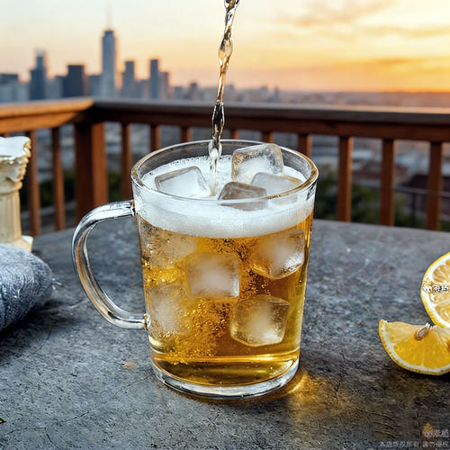 透明玻璃啤酒杯大容量加厚喝水杯家用商用红酒早餐牛奶杯果汁杯子