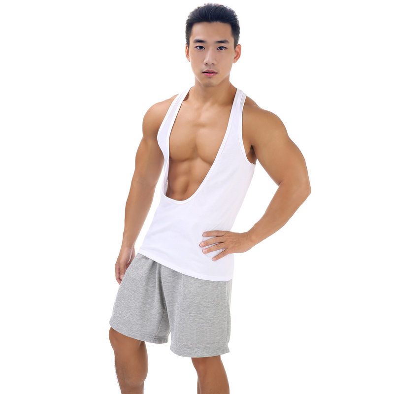 LE肌肉T恤领深背心无袖健美宽松