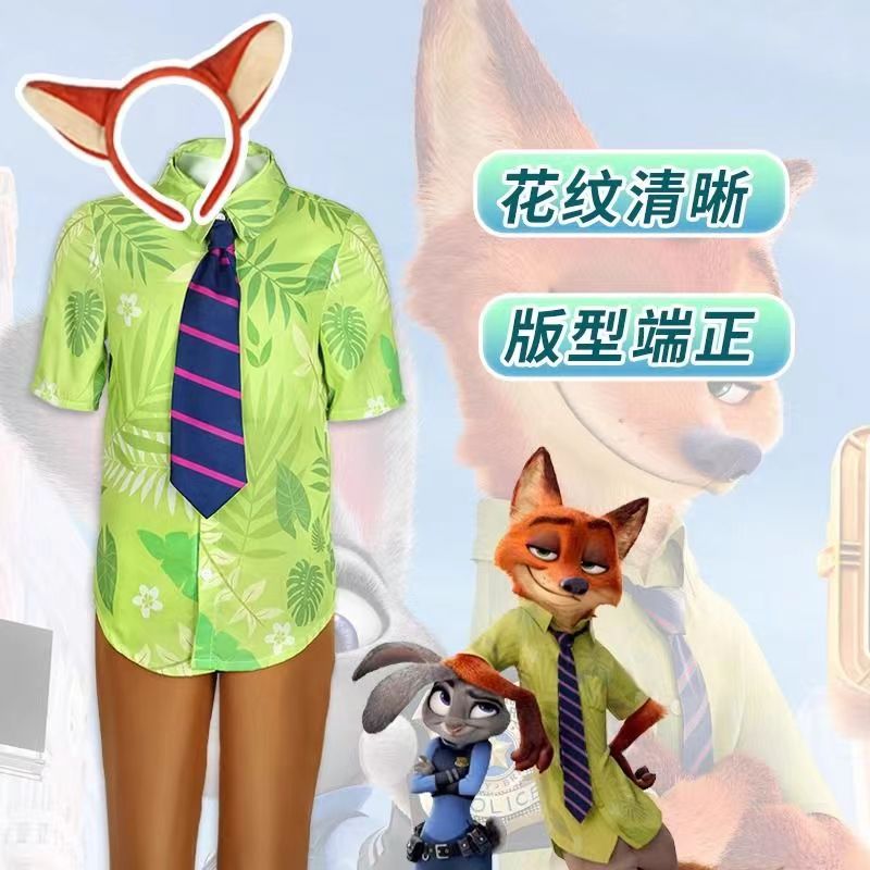 尼克狐衣服儿童迪士尼cos服疯狂动物城穿搭狐狸尼克衬衫套装衣服