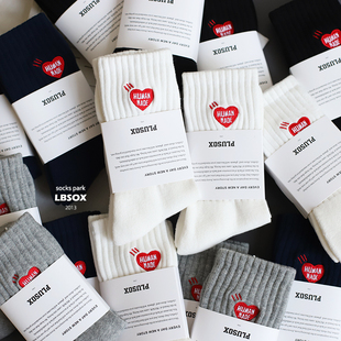 袜子男女秋冬纯棉中筒袜爱心毛巾底加厚保暖欧美ins潮牌运动长袜