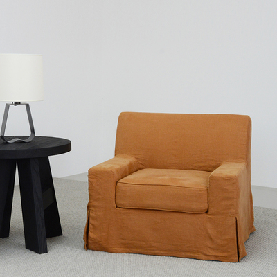 设计师款亚麻布艺单人休闲沙发