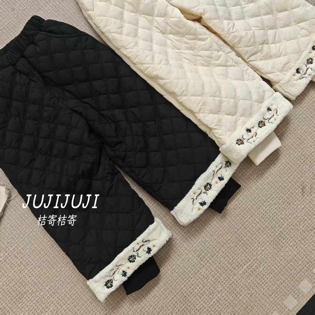 冬款大上新《甜梦软绵》女童法式冬季加绒加厚保暖防风棉裤D62013