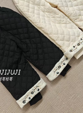 【橘寄】《甜梦软绵》女童法式冬季加绒加厚保暖防风棉裤D62013