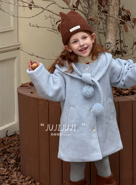 【橘寄】《格林童话》呢料加棉加厚女童长款法式休闲外套D62006