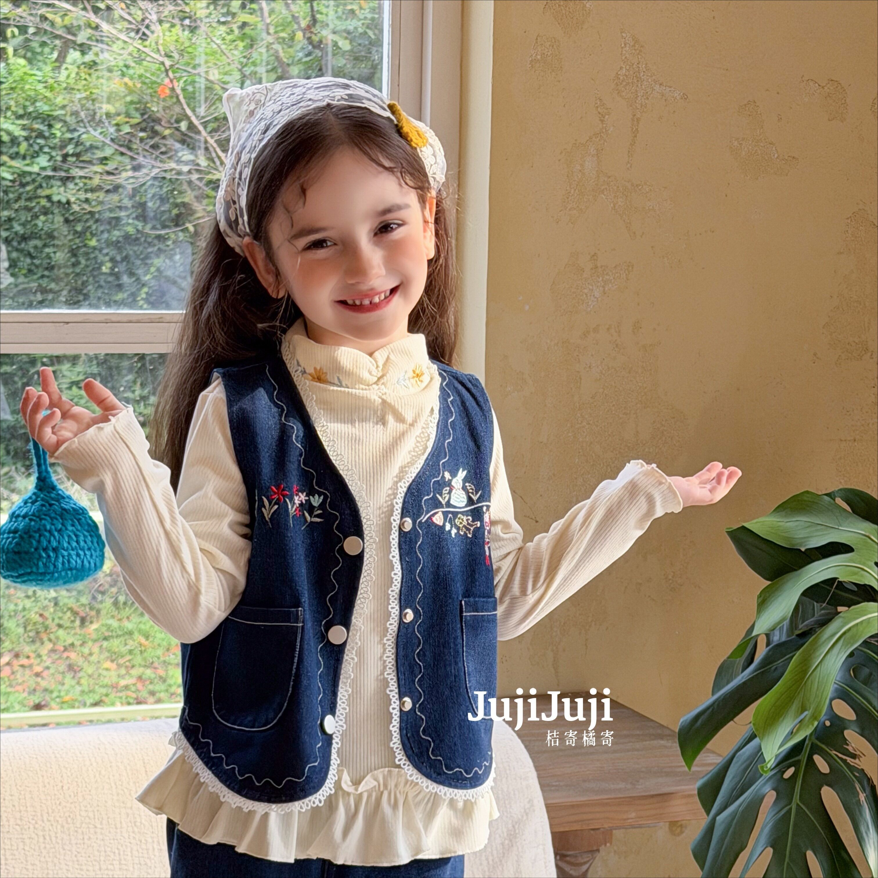 juji•橘寄秋季女宝童装牛仔套装3件套和2件套上新A8827南法古城