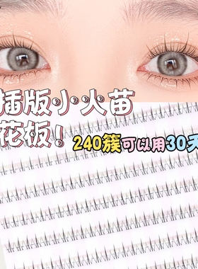 梦鹿单簇小火苗假睫毛下卷翘240簇大容量透明梗自然放大双眼眼