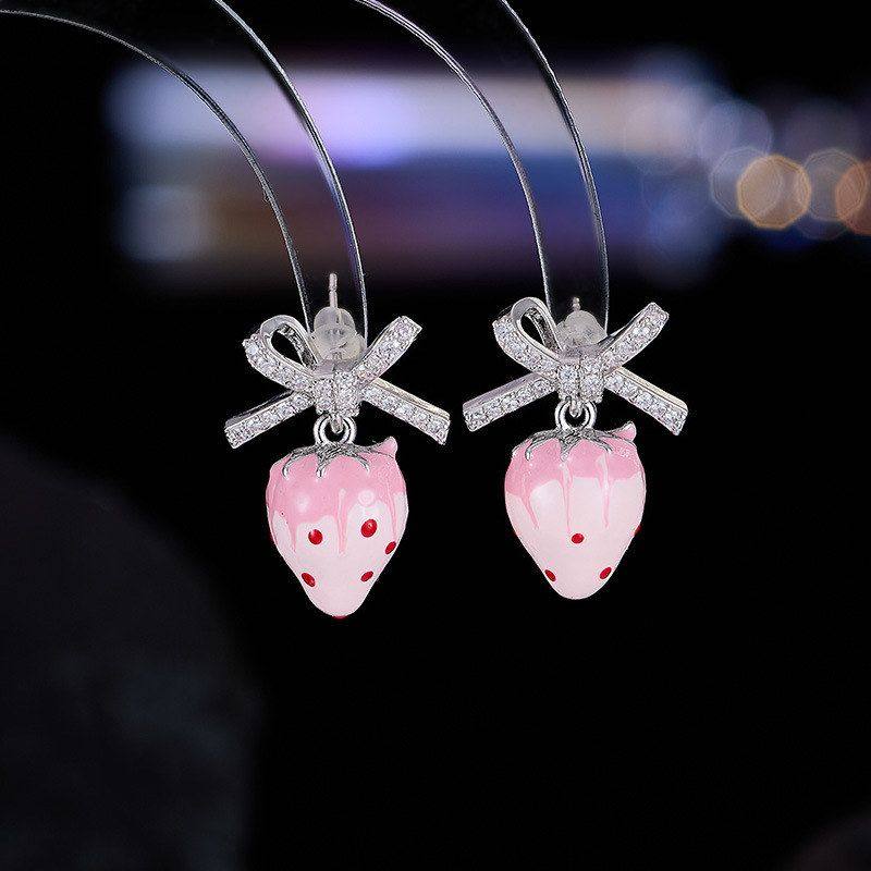 设计感草莓蝴蝶结耳环耳钉女珐琅轻奢可爱滴釉水果甜美高级感耳饰,饰品/流行首饰/时尚饰品新,耳环,淘宝优惠券,粉丝福利购,淘宝优惠卷