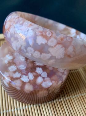 55圈天然冰透粉红色樱花玛瑙樱花