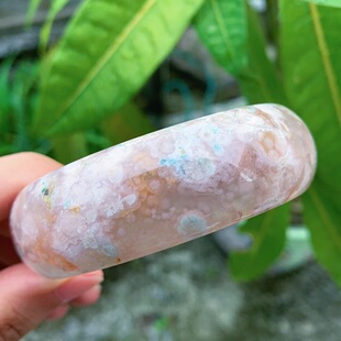 63.2圈大圈口时尚 百搭飘花转运手环礼物 菜园子樱花玛瑙手镯女款