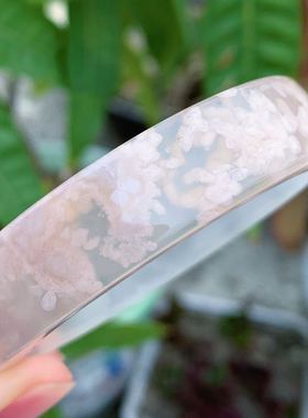 天然高冰种樱花玛瑙冰透粉色韩版