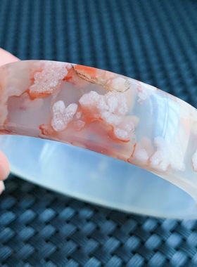 冰透红色樱花玛瑙海洋玉髓手环