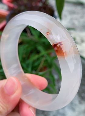 天然冰透樱花红色转运玛瑙手镯