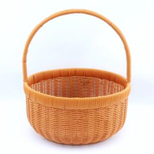 圆形加高手提水果篮野餐手工仿藤编织居家鸡蛋篮收纳买菜篮采摘框