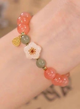 古风手串田园汉服桃花手镯女款送礼闺蜜轻奢百搭