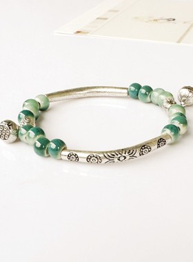 合成金属陶瓷手链 手工创意陶瓷森系手链女民族风文艺小清新