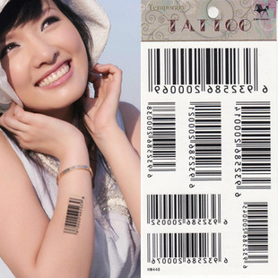 个性创意扫描条形码二维码防水持久仿真纹身贴男女假刺青纹身贴纸