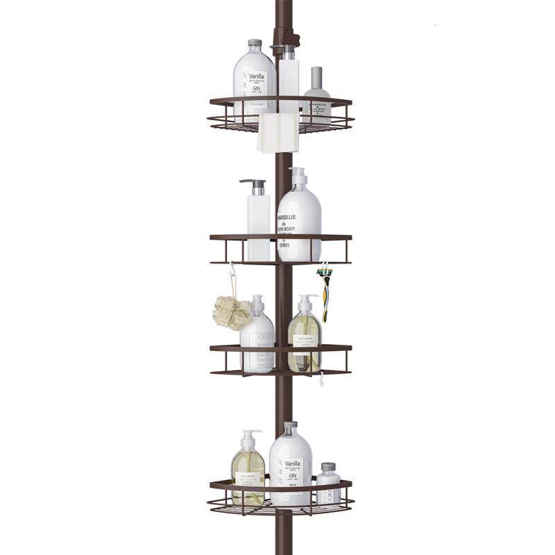 跨境浴室转角置物架不锈钢收纳架多层毛巾架角落架四层顶天立地