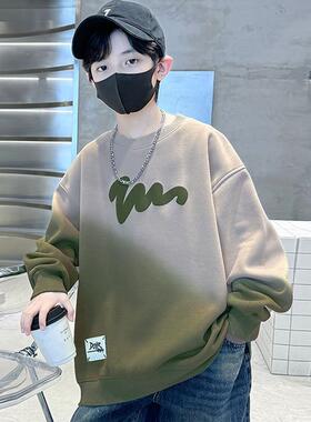 男童卫衣长袖秋装扎染新款字母印花学生帅气中大童春秋季上衣男孩