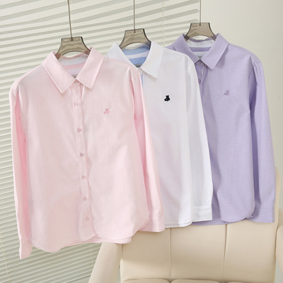 赵露思同款2025秋季新款女装学院风简约翻领长袖衬衣TTYW254902E