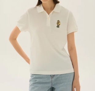 2024春夏新款 T恤女TTHW246401H 学院风多巴胺简约刺绣POLO衫 短袖
