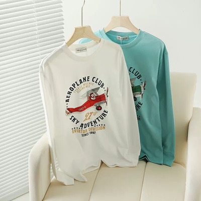 2024秋冬新款女装学院风休闲宽松棉长袖T恤打底衫TTLA247703N