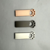 锌合金属猫爪可爱风格 2.0和3.0黑胶体 防水礼品U盘外壳适配长款