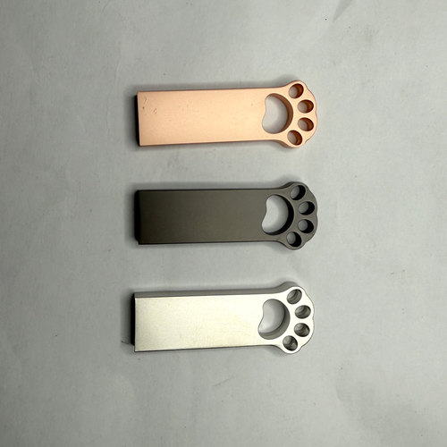 锌合金属猫爪可爱风格防水礼品U盘外壳适配长款2.0和3.0黑胶体