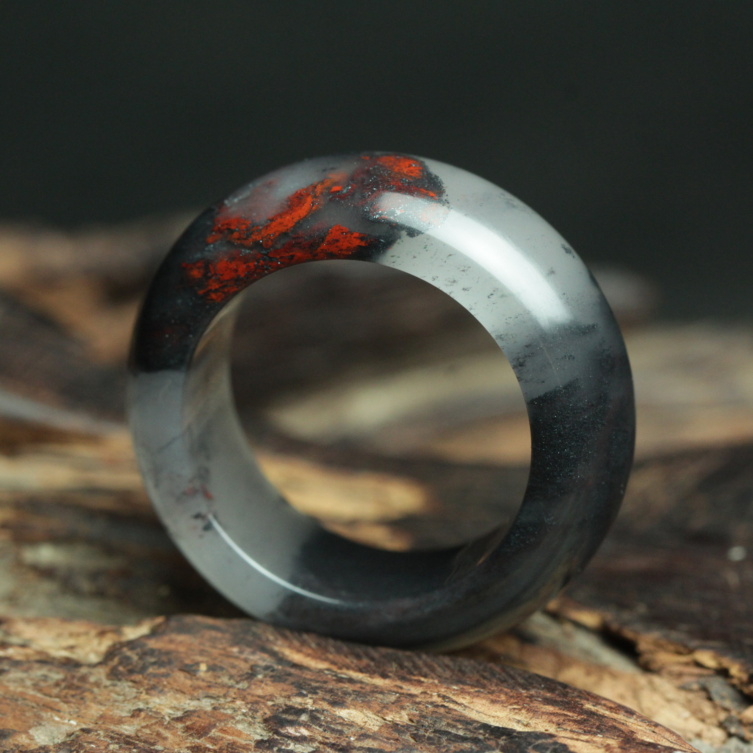 内径19.5精品天然桂林鸡血玉戒指玉石指环玉器首饰戒圈指圈男女款