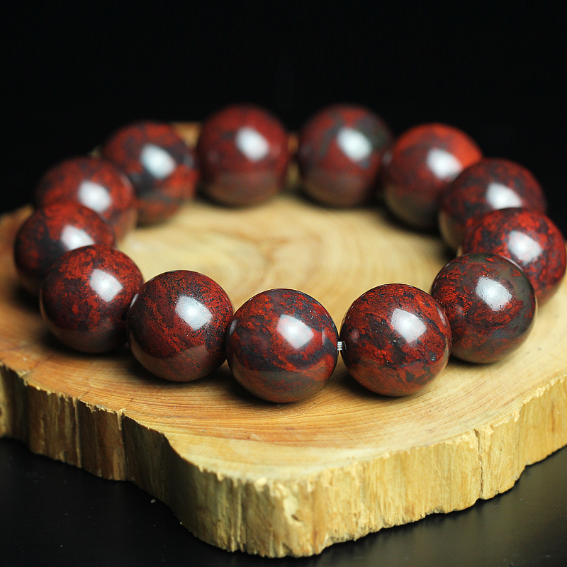 清仓玉枢坊天然桂林鸡血玉手链鸡血石玉石手串佛珠串珠手饰男送礼