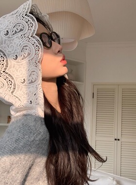 MOMONANA秋冬百搭淑女气质灰色蕾丝拼接套头针织衫