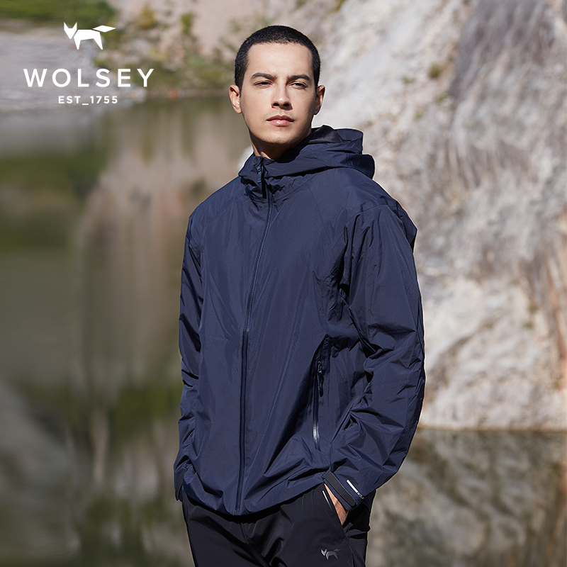 Wolsey春季训练运动外套风雨衣风衣外套梭织防泼水防风夹克休闲