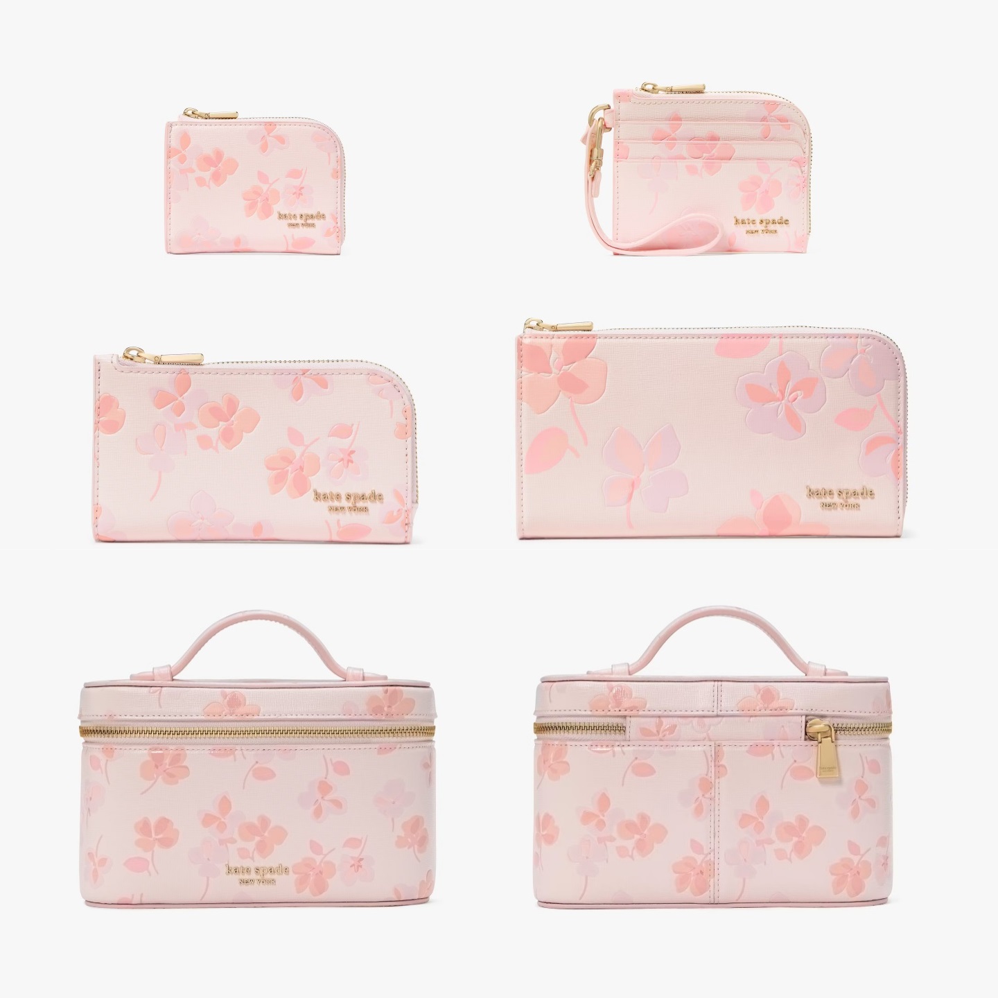 代购75折Kate Spade美国官网devin春堇图案化妆包卡包钱包