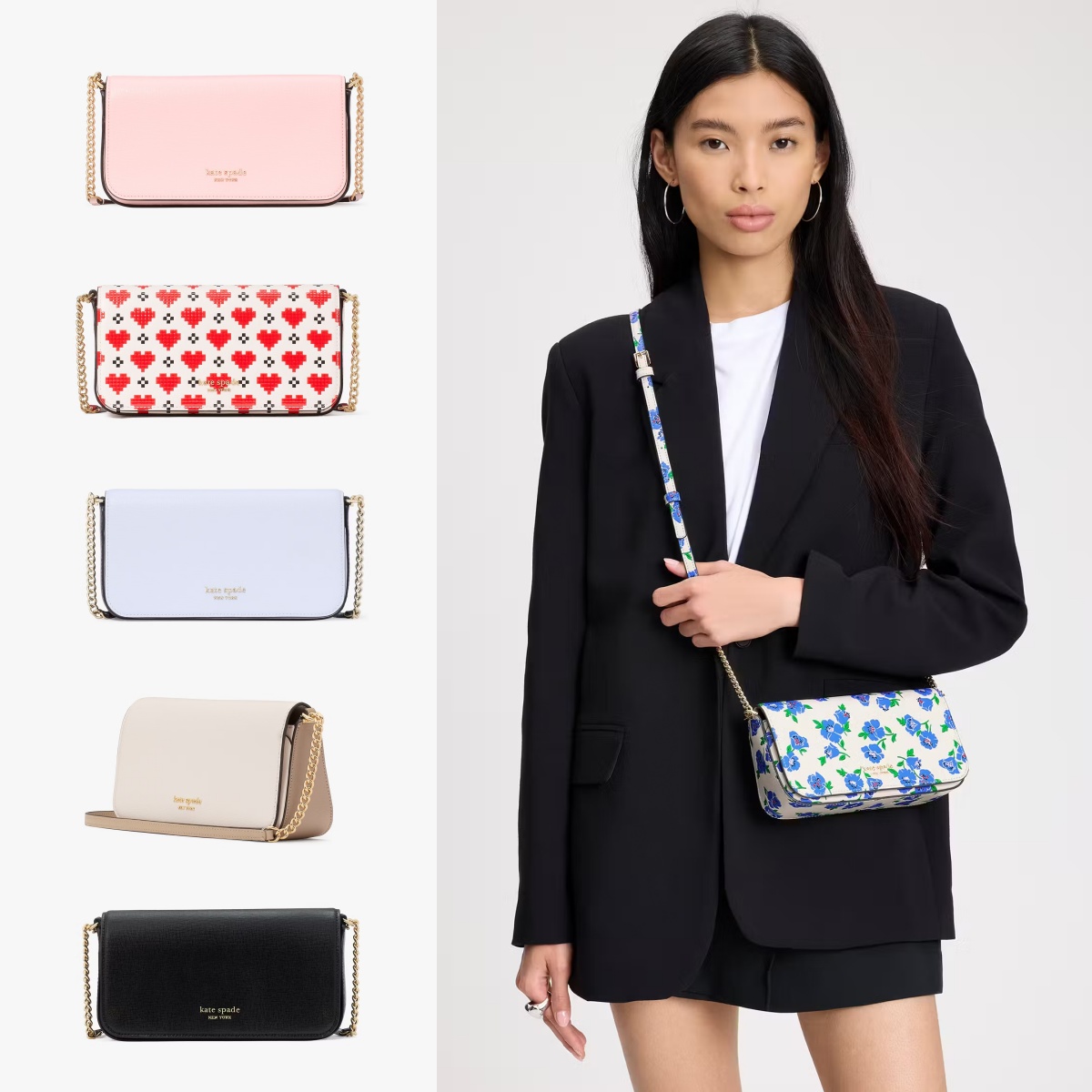 年末3折起Kate Spade美国官网devin十字纹翻盖链条斜挎小方包