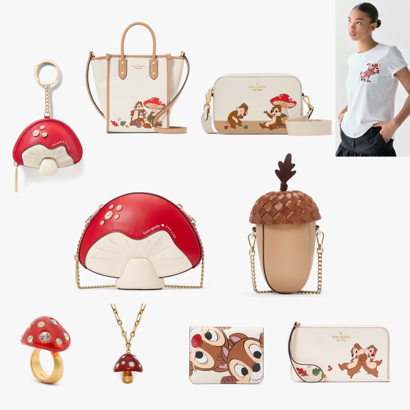 年末39折起Kate Spade美国官网奇奇蒂蒂联名蘑菇包橡果奇趣包