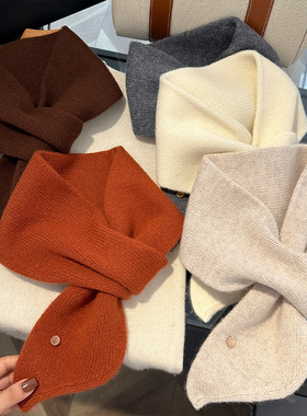 羊毛围巾女显白韩冬季保暖百搭保暖围脖针织围脖送男朋友