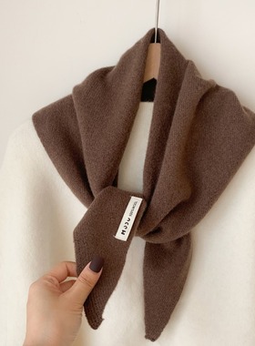 羊毛针织三角巾披肩女秋冬款保暖头巾多功能保暖百搭围巾女围脖