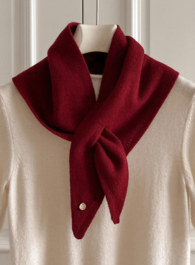 穿洞围脖披肩三角巾护颈小披肩羊毛小领巾女外搭秋冬韩系小围巾